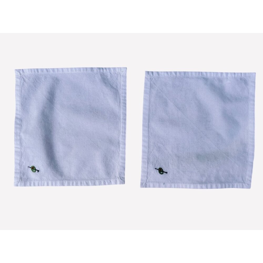 Crate and Barrel Tidbits Cocktail Napkins With Embroidered Olive Design Cotton P
